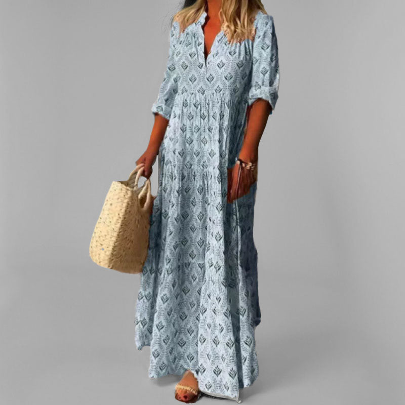 Damen Maxikleid Baumwolle Luftig Vintage-Stil