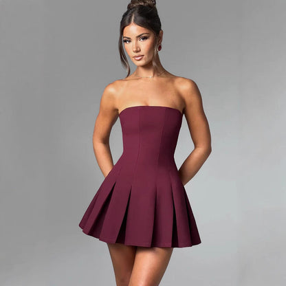 Damen Hochzeitskleid Bandeau Rock Voluminös Weiß Eveloria