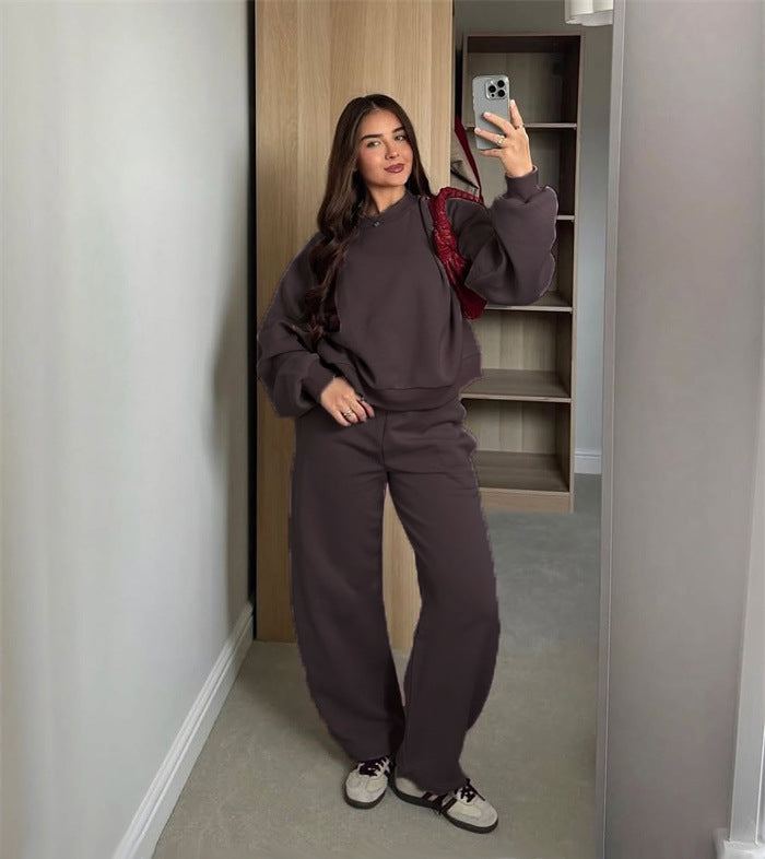 Damen Sweatshirt Set Cropped Jogginghosen Bequem Grau Eveloria