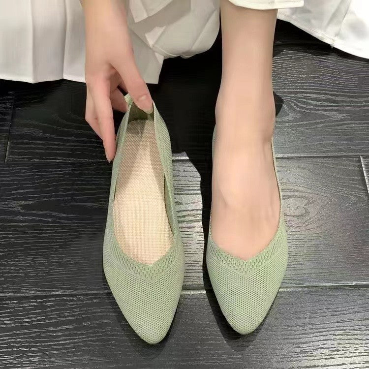 Damen Ballerinas Atmungsaktives Material Flexibles Fußbett Schwarz - Eveloria