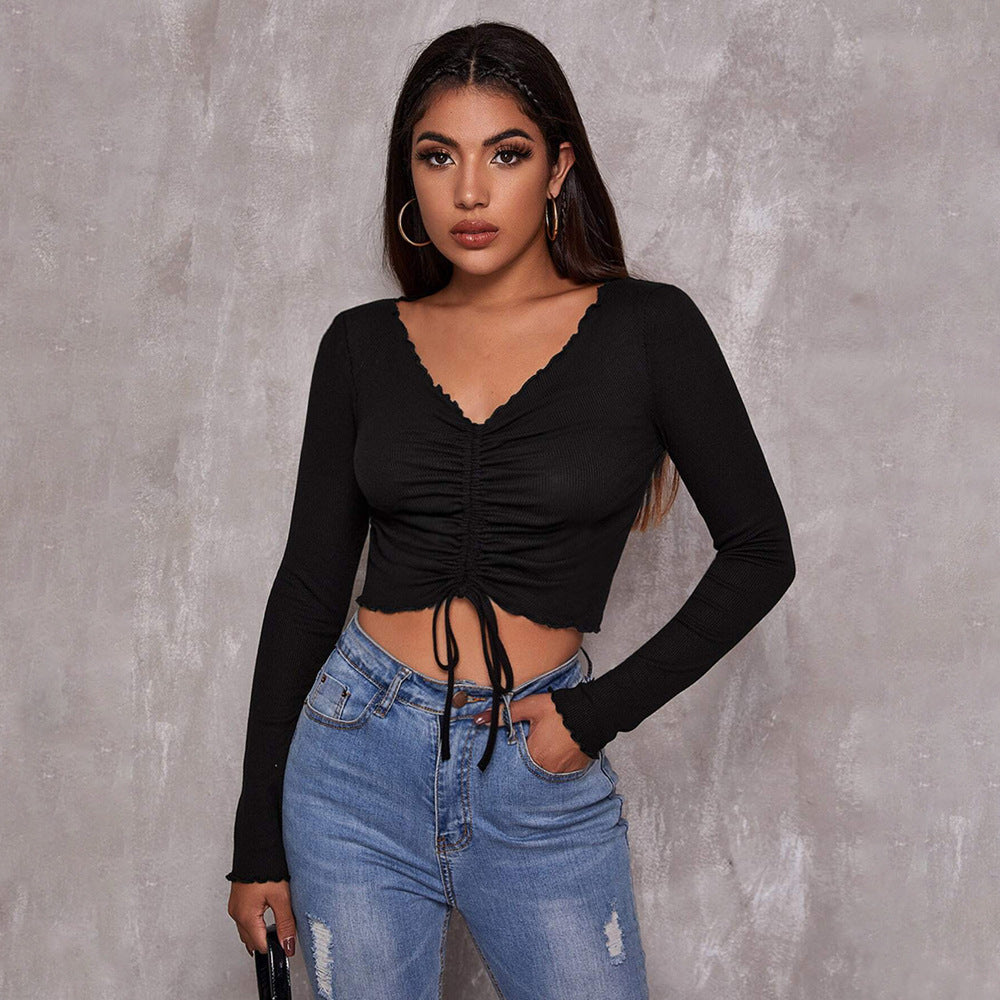 Damen Cropped mit Schnürung Rüschendetails Elegant - Eveloria
