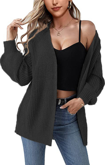 Damen Cardigan Grobstrick Lässiger Schnitt Beige