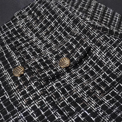 Damen Tweedjacke Goldknöpfe Braun Eveloria