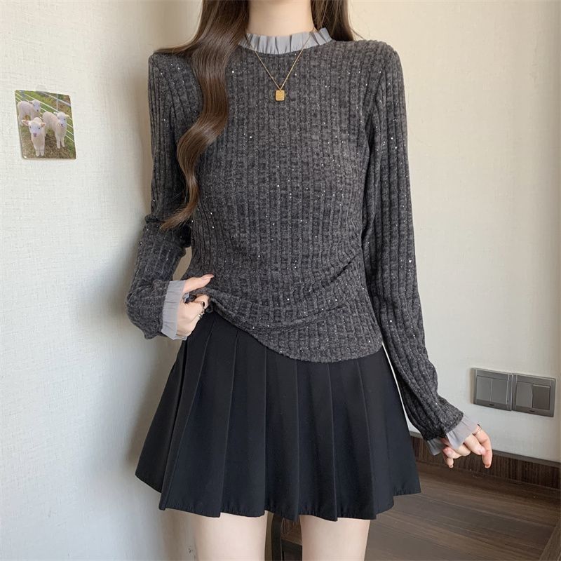 Damen Feinstrickpullover Dekorativer Kragen Elegantes Design
