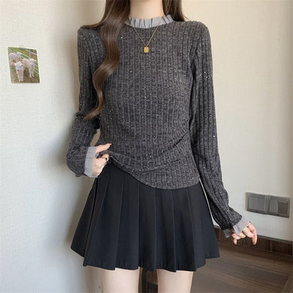 Damen Feinstrickpullover Dekorativer Kragen Elegantes Design
