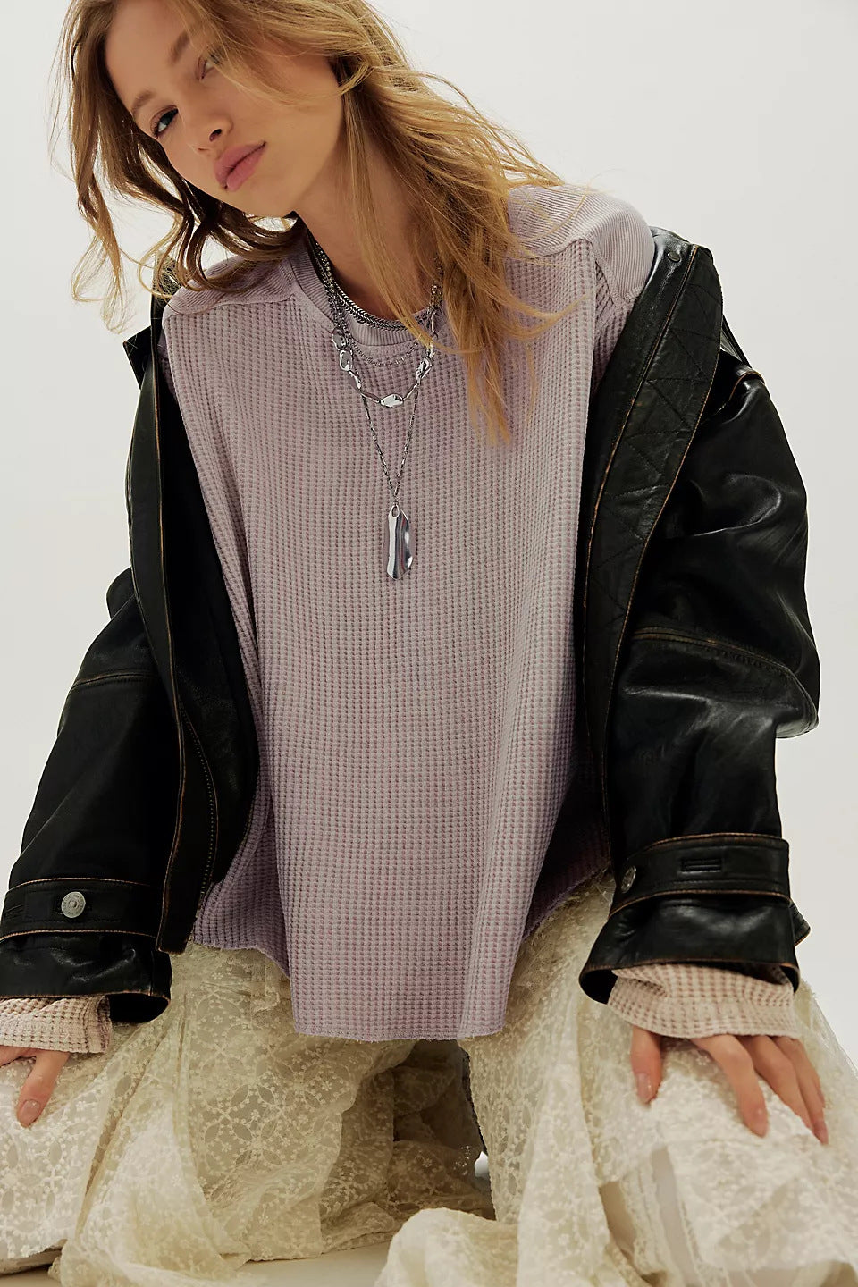 Damen Oversized Pullover Strukturiert Beige