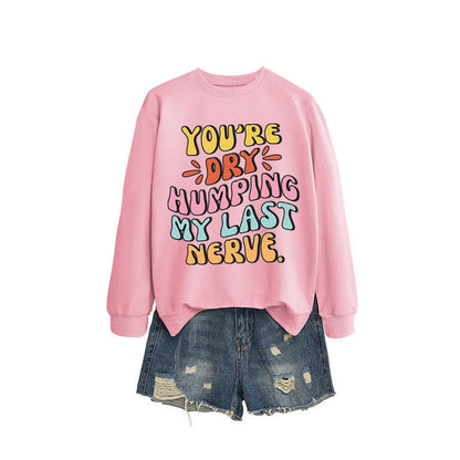 Damen Sweatshirt Lässiger Schnitt Comic-Slogan Grau Eveloria