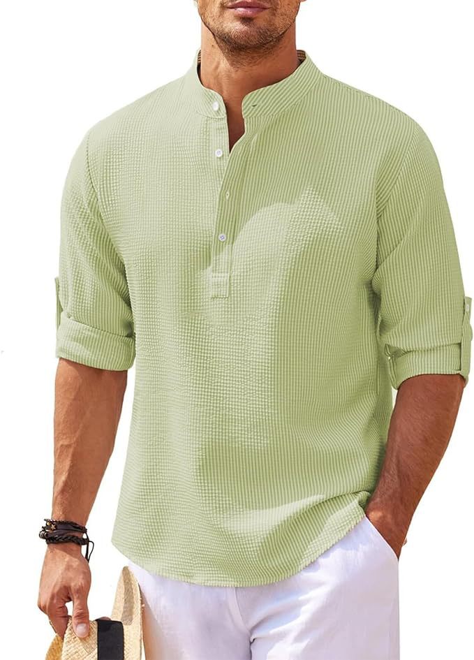 Herren Henley Hemd Lange Ärmel Lässig