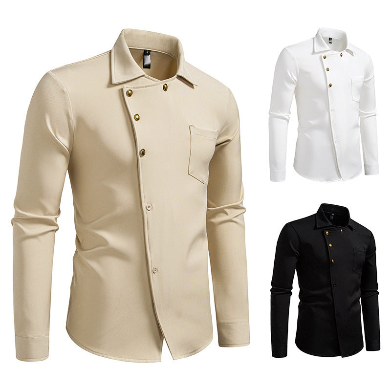 Herren Hemd Asymmetrisches Knopfdesign Eveloria Elegantes Design