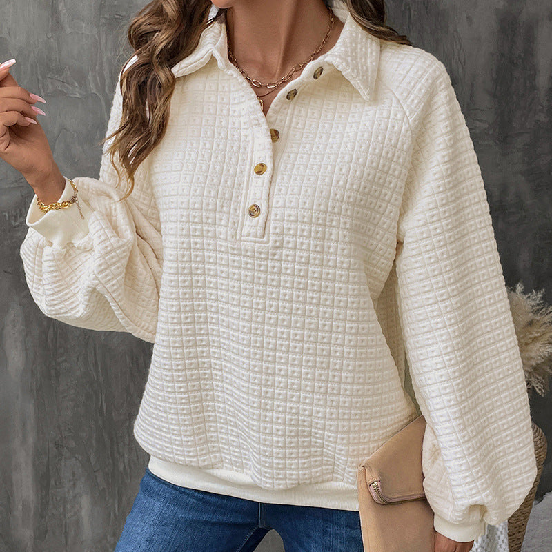 Damen Overshirt mit Knöpfen und Waffelmuster Grau - Eveloria