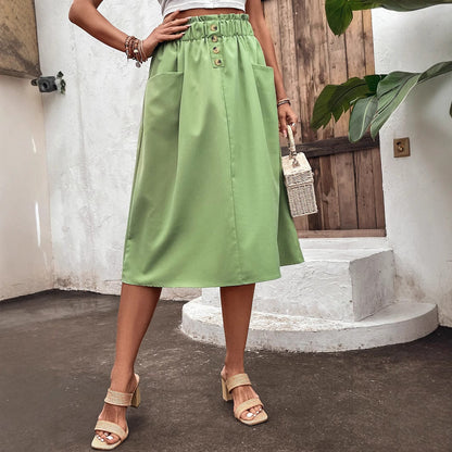 Damen Midi-Rock A-Linie Elastisch Eveloria
