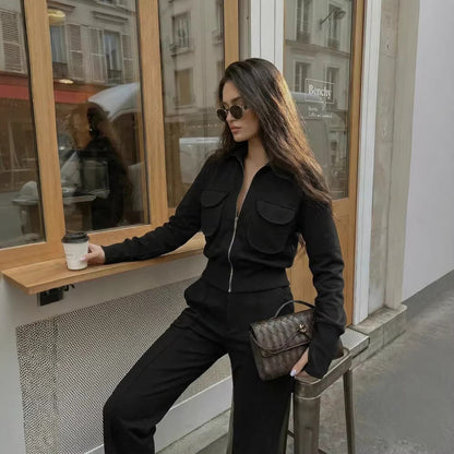Damen Sweatanzug Warm Praktische Taschen Hoher Kragen Eveloria