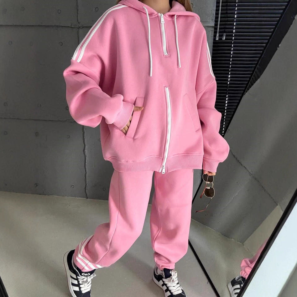 Damen Hoodie Doppelter Reißverschluss Lässiger Schnitt Eveloria