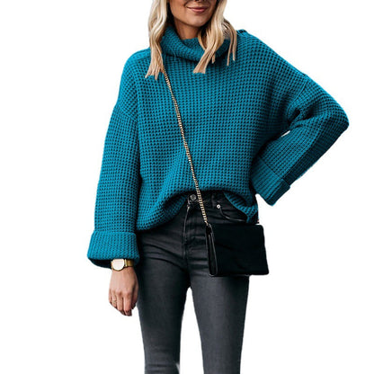 Damen Pullover Hochkragen Strukturmuster Eveloria
