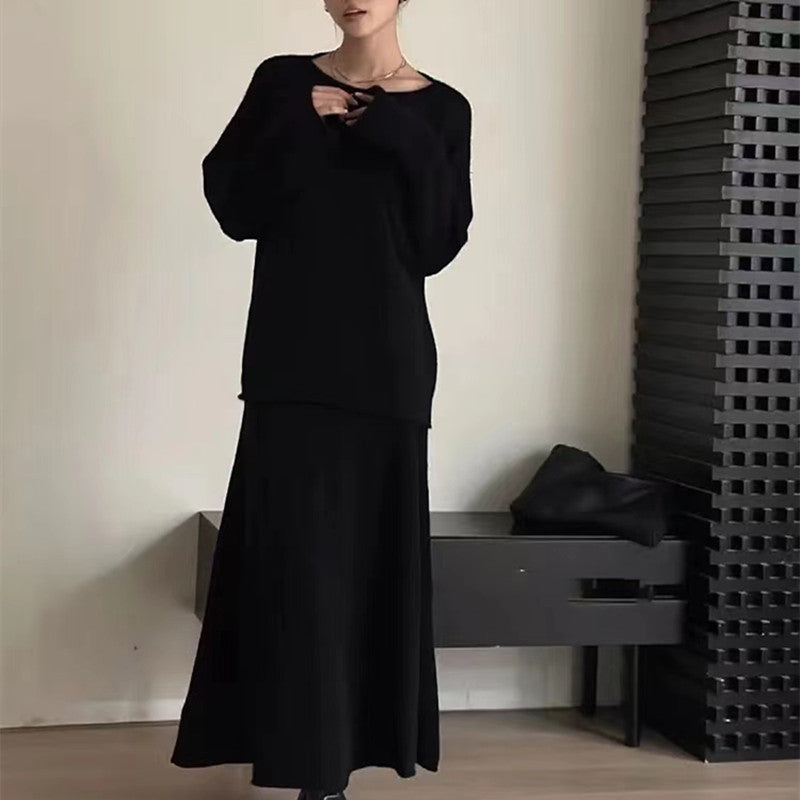 Damen Off-Shoulder Strickkleid Lässig Weite Passform Eveloria