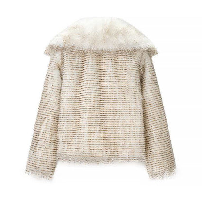 Damen Kunstpelzjacke mit Kragen Eveloria