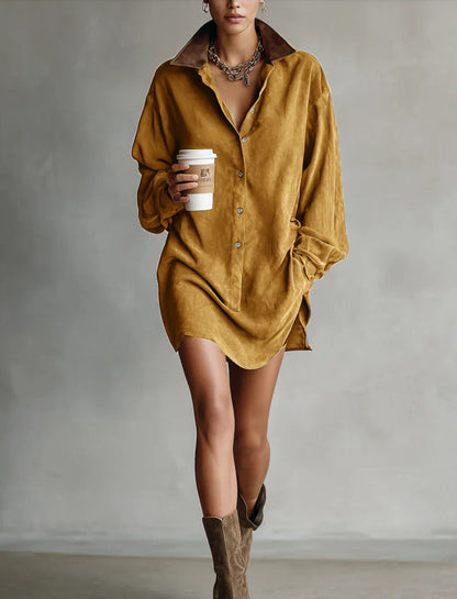 Damen Hemdblusenkleid mit Kragen und modernem Schnitt Eveloria