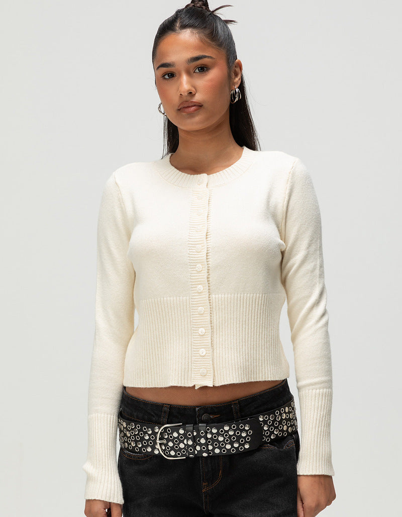 Damen Strickjacke Kontrastknöpfe Eveloria