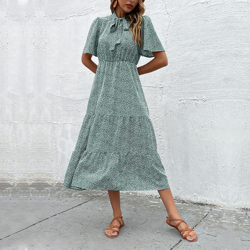 Damen Kleid Kurzärmelig Rüschendesign Eveloria