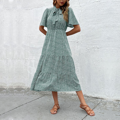 Damen Kleid Kurzärmelig Rüschendesign Eveloria