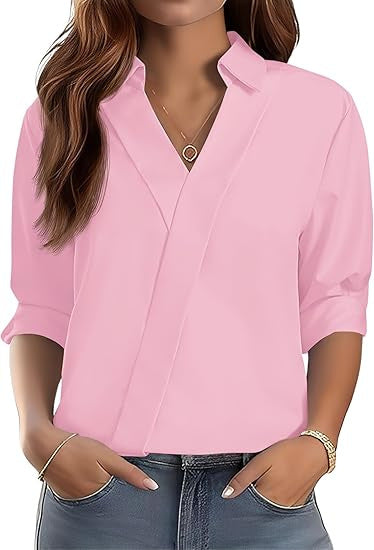 Damen Bluse V-Ausschnitt Strukturiertes Design Eveloria