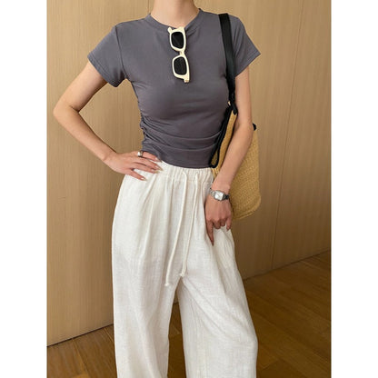 Damen T-Shirt Figurbetont Raffungselemente Eveloria