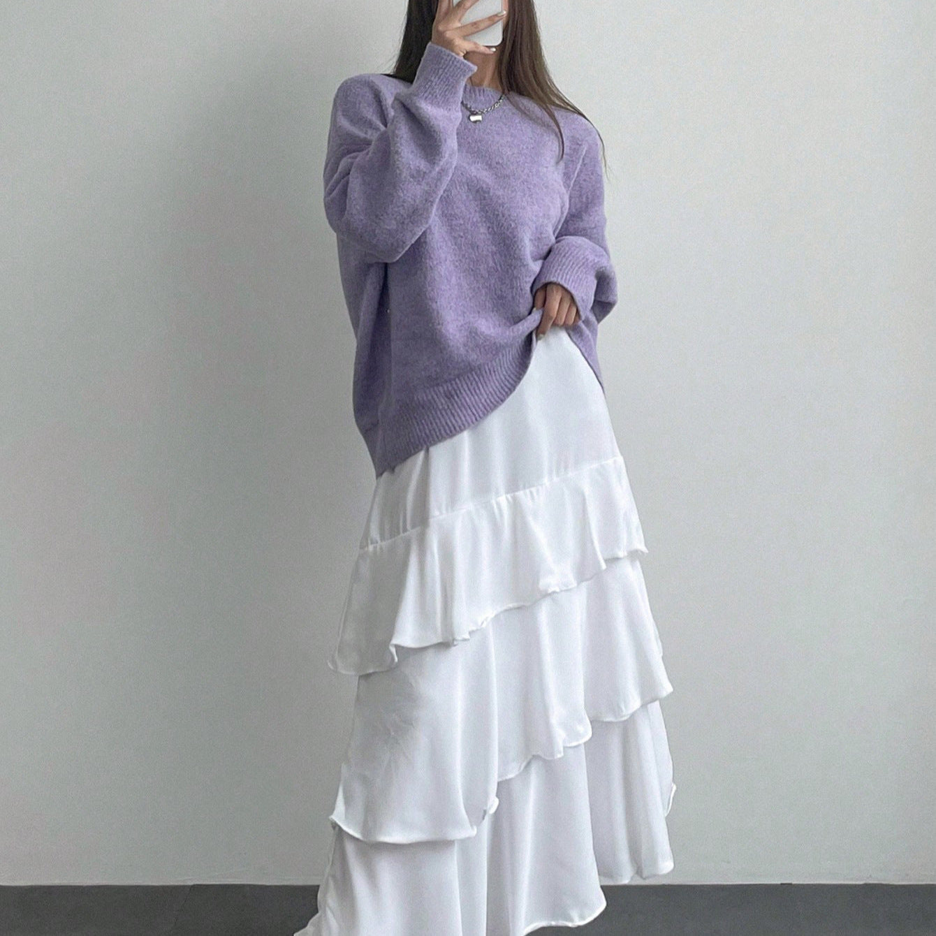 Damen Grobstrickpullover Lässiger Schnitt Voluminöse Ärmel Eveloria
