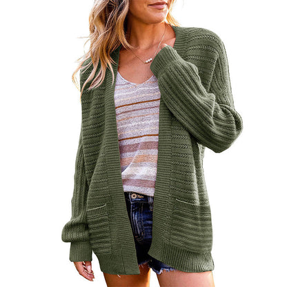Damen Strickjacke Strukturiert Offen Vorne Eveloria