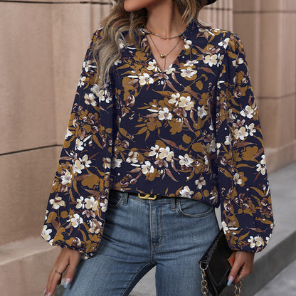 Damen Bluse Floralmuster Weite Ärmel Eveloria - Eveloria