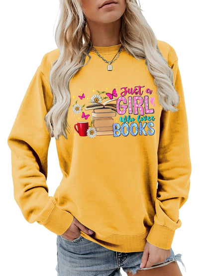 Damen Sweatshirt Buchmotiv Lässig Grau Eveloria