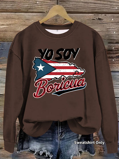 Damen Sweatshirt Puerto Rico Design Lässig Grün