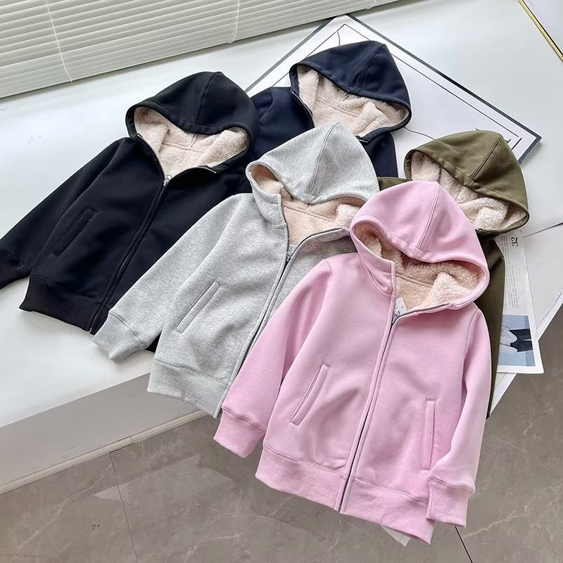 Damen Hoodie-Jacke Fleecefüllung Warm Kuschelig Grau Eveloria - Eveloria