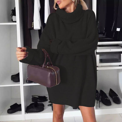 Damen Strickpullover Kuschelig Hochkragen Grau Eveloria