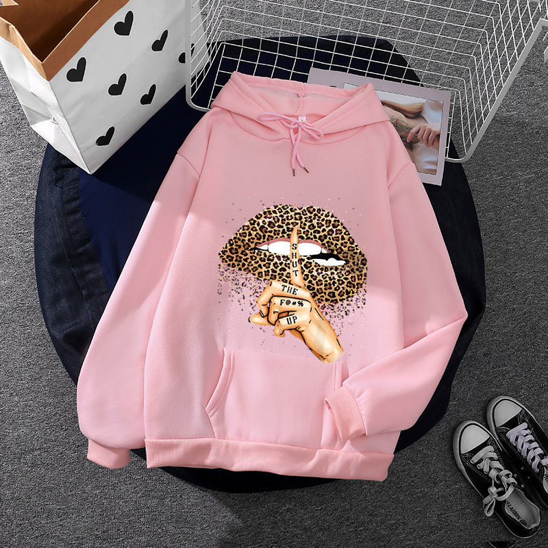 Damen Hoodie Leopardenmotiv Eveloria