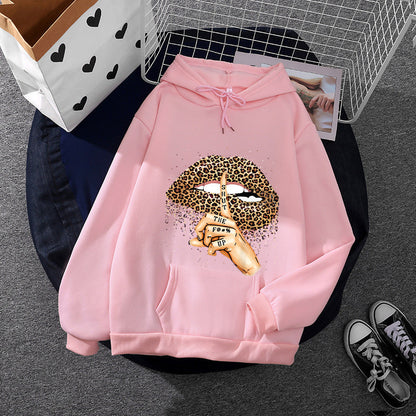 Damen Hoodie Leopardenmotiv Eveloria
