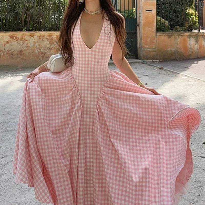 Damen Maxikleid V-Ausschnitt Schwingrock Eveloria
