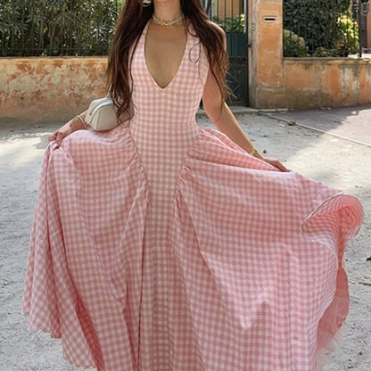 Damen Maxikleid V-Ausschnitt Schwingrock Eveloria