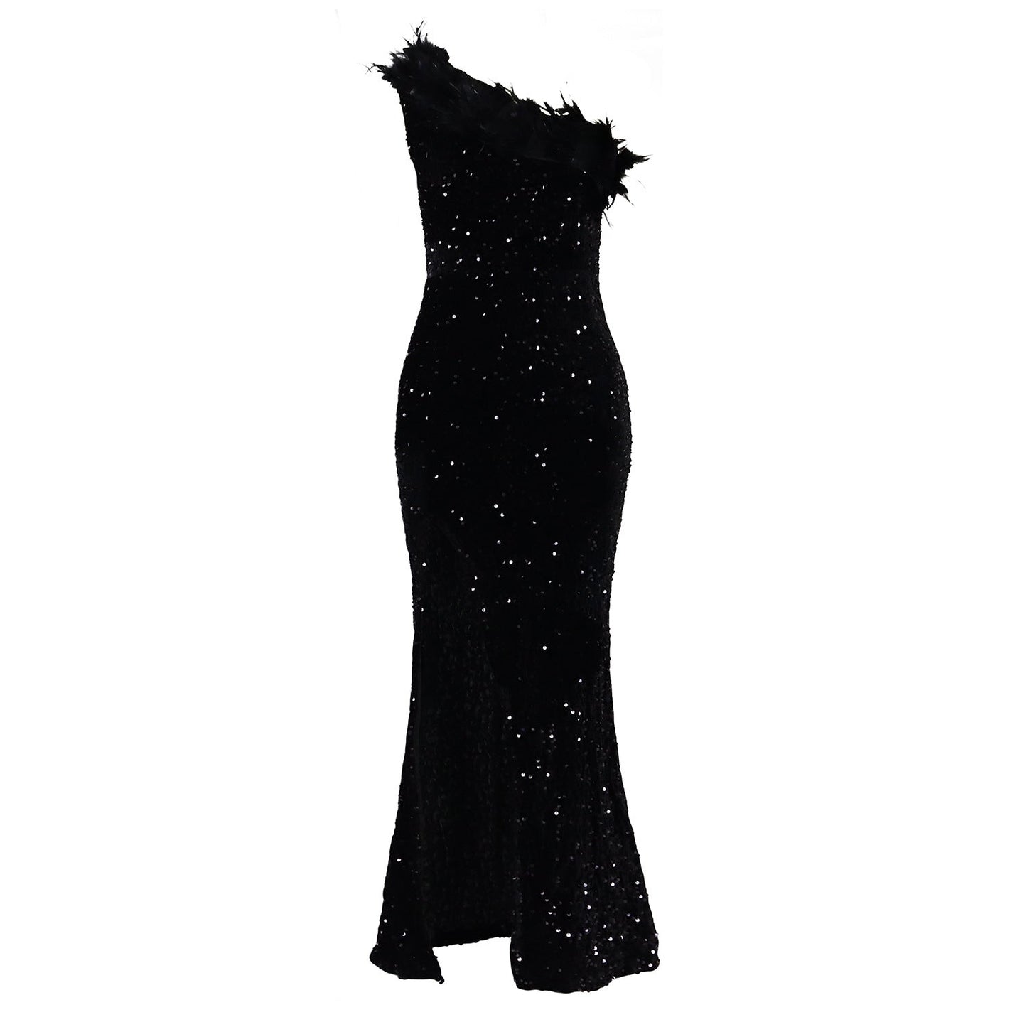 Damen Abendkleid Glitzernd Asymmetrisch Pailletten