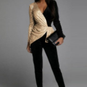 Damen Jumpsuit Schimmernd Tailliert Eveloria