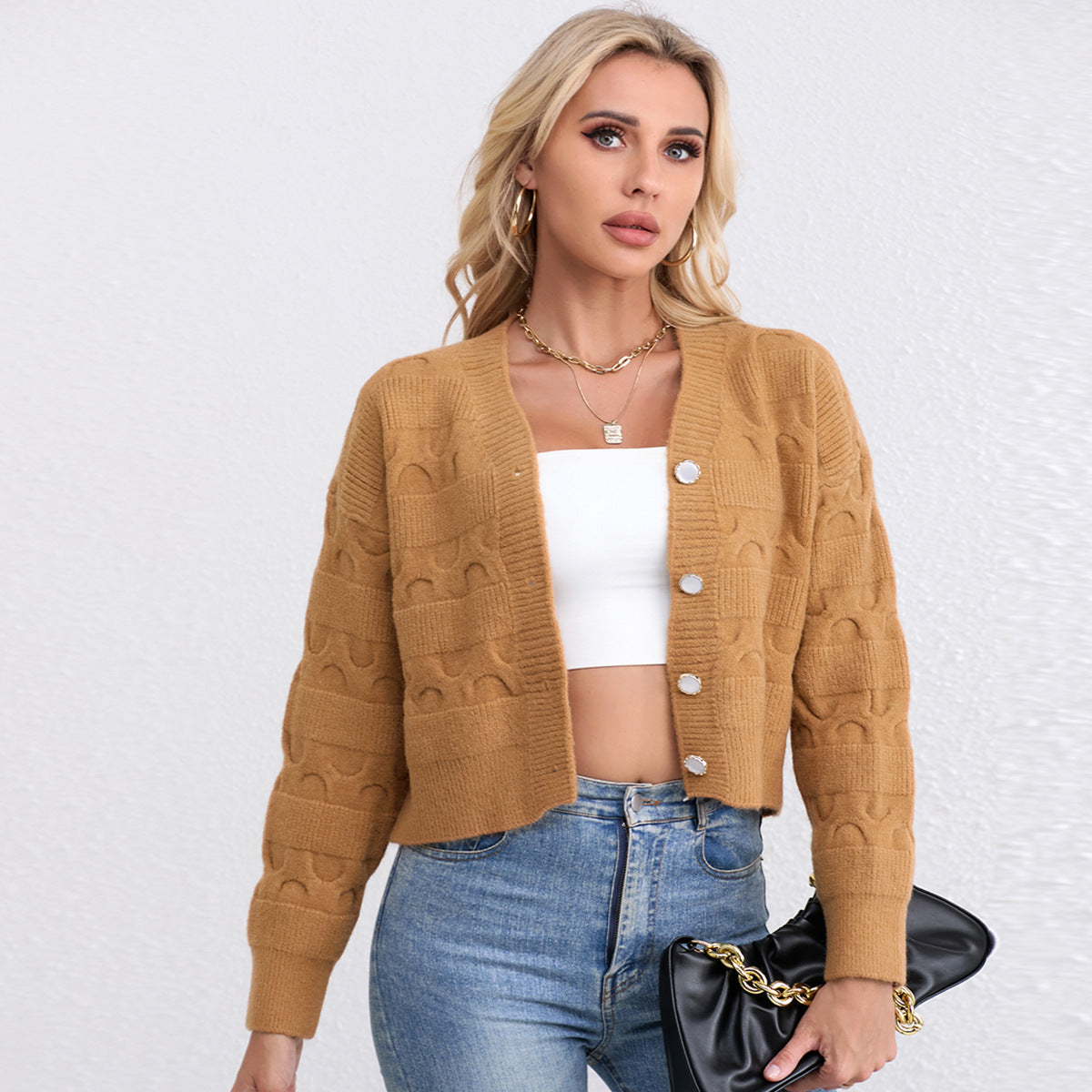 Damen Grobstrickjacke Eveloria Komfortschnitt Einzigartiges Muster - Eveloria