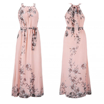 Damen Maxikleid Floralmuster Schulterfrei
