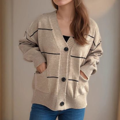 Damen Strickjacke mit Taschen und Knöpfen Eveloria