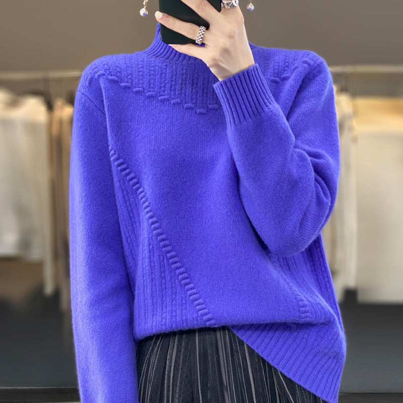 Damen Strickpullover Strukturiert Asymmetrisch Eveloria