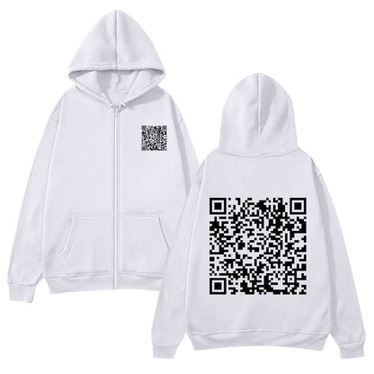 Damen Kapuzenjacke Weiches Fleece QR-Code-Design Eveloria