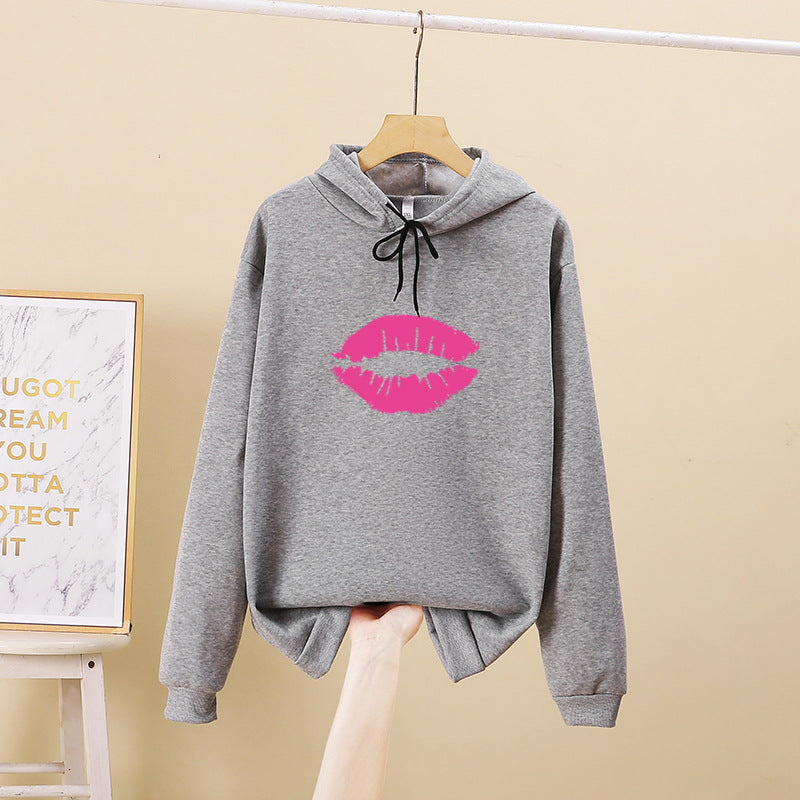 Damen Hoodie Lippenmotiv Eveloria