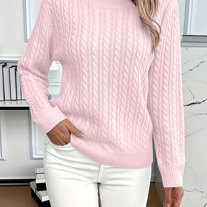 Damen Strickpullover Zopfdesign Elegantes Design