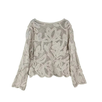 Damen Strickjacke Häkeloptik Luftig Eveloria
