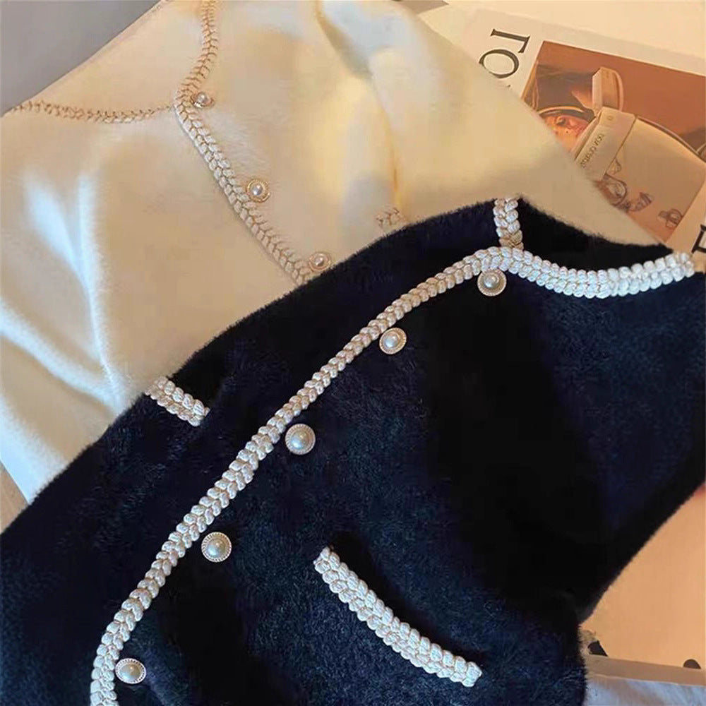 Damen Strickjacke Perlenverzierungen Eveloria