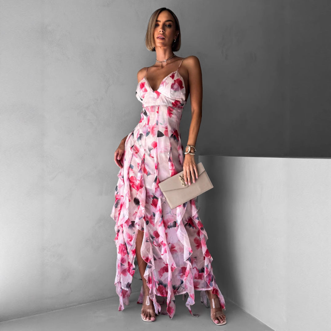 Damen Maxikleid Floral Print Sommer