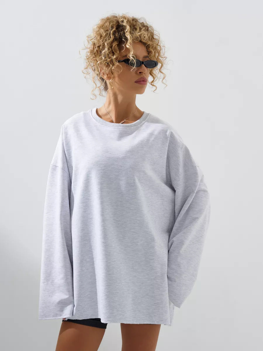 Damen Sweatshirt Übergroß Langärmlig Rundhals Eveloria